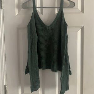 Green off the shoulder sweater